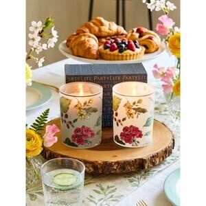 PARTYLITE Fresh Garden Mix Lemon Votive Candle Holders Set of 2 NEW!